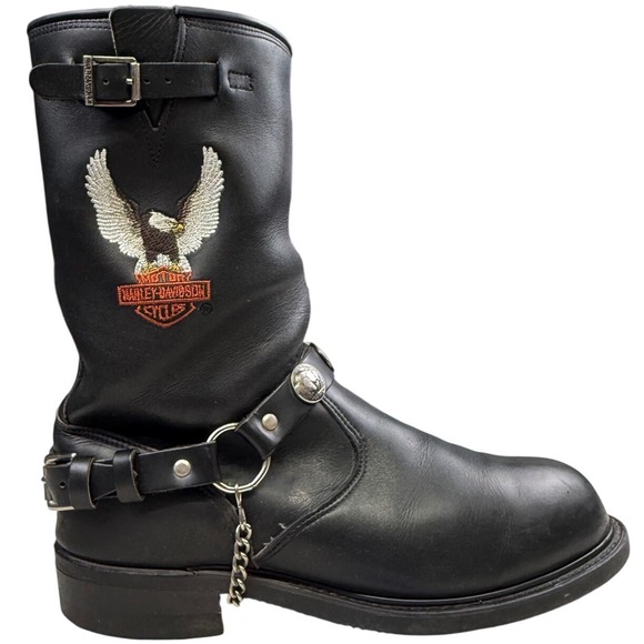 Harley Davidson 91019 Eagle Harness Boots Black Leather Mens 11 M - Picture 9 of 10